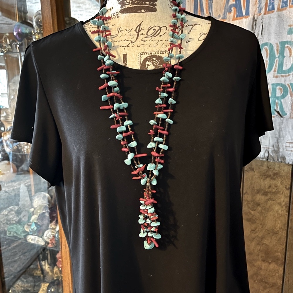 Turquoise and Coral authentic Navajo necklace